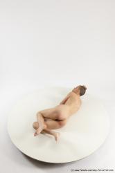 Nude Woman White Laying poses - ALL Slim Laying poses - on side bald Multi angle poses Pinup